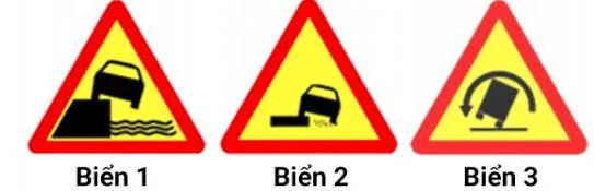 Câu 407: Biển nào sau đây là biển Lề đường nguy hiểm?