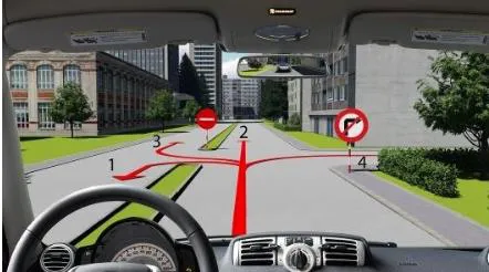 Câu 545: Người lái xe điều khiển xe đi theo hướng nào là đúng quy tắc giao thông?