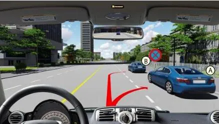 Câu 558: Bạn được dừng xe ở vị trí nào trong tình huống này?